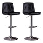 Modern Swivel Adjustable Height Barstool Matte Finish Leather Stool Black Silver 2 Piece Set Clearhalo 'Bar Furniture' 'Bar Stools' 'bar_stools' 'furn' 'furn_bar_stools' 'Furniture' 'furniture_bar_stools' 'Kitchen & Dining Furniture' 4862501