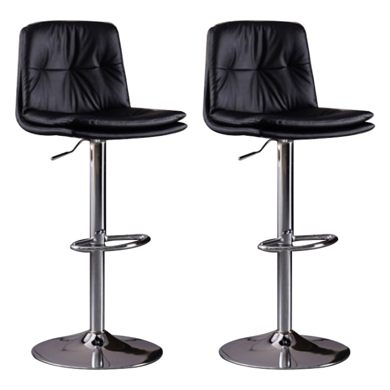Modern Swivel Adjustable Height Barstool Matte Finish Leather Stool Black Silver 2 Piece Set Clearhalo 'Bar Furniture' 'Bar Stools' 'bar_stools' 'furn' 'furn_bar_stools' 'Furniture' 'furniture_bar_stools' 'Kitchen & Dining Furniture' 4862501