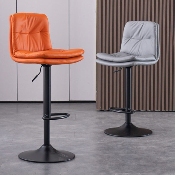 Modern Swivel Adjustable Height Barstool Matte Finish Leather Stool Clearhalo 'Bar Furniture' 'Bar Stools' 'bar_stools' 'furn' 'furn_bar_stools' 'Furniture' 'furniture_bar_stools' 'Kitchen & Dining Furniture' 4862503