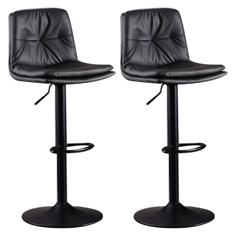 Modern Swivel Adjustable Height Barstool Matte Finish Leather Stool Dark Gray Black 2 Piece Set Clearhalo 'Bar Furniture' 'Bar Stools' 'bar_stools' 'furn' 'furn_bar_stools' 'Furniture' 'furniture_bar_stools' 'Kitchen & Dining Furniture' 4862504