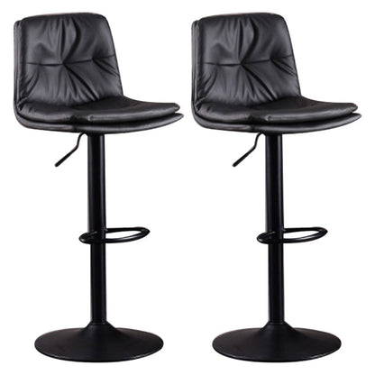 Modern Swivel Adjustable Height Barstool Matte Finish Leather Stool Dark Gray Black 2 Piece Set Clearhalo 'Bar Furniture' 'Bar Stools' 'bar_stools' 'furn' 'furn_bar_stools' 'Furniture' 'furniture_bar_stools' 'Kitchen & Dining Furniture' 4862504
