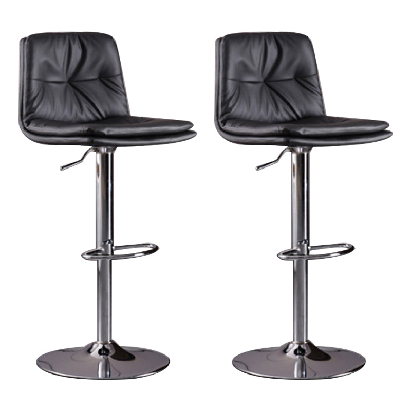 Modern Swivel Adjustable Height Barstool Matte Finish Leather Stool Dark Gray Silver 2 Piece Set Clearhalo 'Bar Furniture' 'Bar Stools' 'bar_stools' 'furn' 'furn_bar_stools' 'Furniture' 'furniture_bar_stools' 'Kitchen & Dining Furniture' 4862505