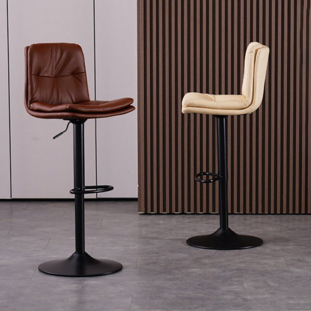 Modern Swivel Adjustable Height Barstool Matte Finish Leather Stool Clearhalo 'Bar Furniture' 'Bar Stools' 'bar_stools' 'furn' 'furn_bar_stools' 'Furniture' 'furniture_bar_stools' 'Kitchen & Dining Furniture' 4862506