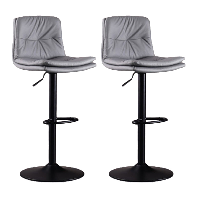 Modern Swivel Adjustable Height Barstool Matte Finish Leather Stool Light Gray Black 2 Piece Set Clearhalo 'Bar Furniture' 'Bar Stools' 'bar_stools' 'furn' 'furn_bar_stools' 'Furniture' 'furniture_bar_stools' 'Kitchen & Dining Furniture' 4862507