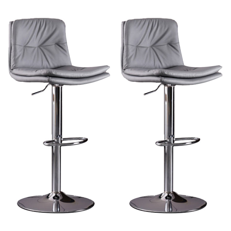 Modern Swivel Adjustable Height Barstool Matte Finish Leather Stool Light Gray Silver 2 Piece Set Clearhalo 'Bar Furniture' 'Bar Stools' 'bar_stools' 'furn' 'furn_bar_stools' 'Furniture' 'furniture_bar_stools' 'Kitchen & Dining Furniture' 4862509
