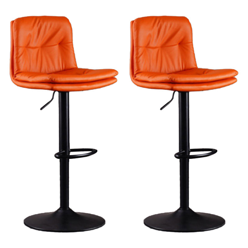 Modern Swivel Adjustable Height Barstool Matte Finish Leather Stool Orange Black 2 Piece Set Clearhalo 'Bar Furniture' 'Bar Stools' 'bar_stools' 'furn' 'furn_bar_stools' 'Furniture' 'furniture_bar_stools' 'Kitchen & Dining Furniture' 4862512
