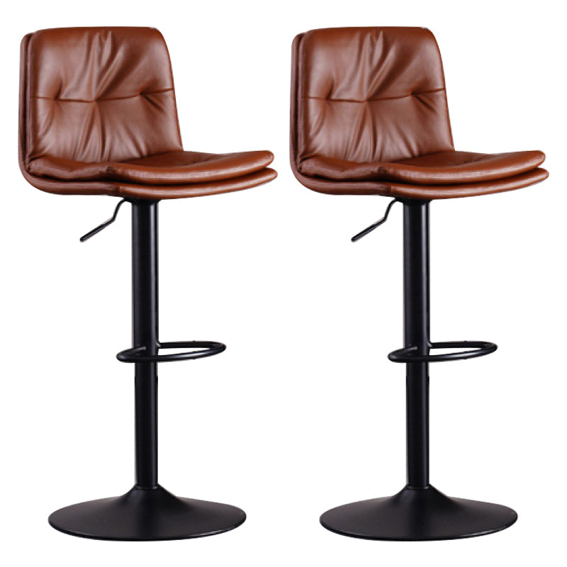 Modern Swivel Adjustable Height Barstool Matte Finish Leather Stool Brown Black 2 Piece Set Clearhalo 'Bar Furniture' 'Bar Stools' 'bar_stools' 'furn' 'furn_bar_stools' 'Furniture' 'furniture_bar_stools' 'Kitchen & Dining Furniture' 4862513