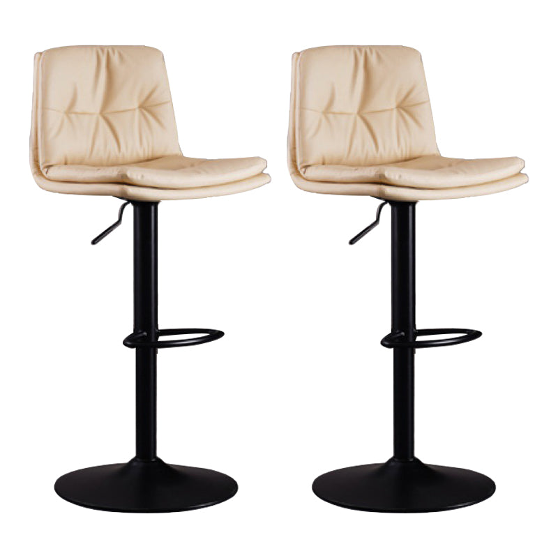 Modern Swivel Adjustable Height Barstool Matte Finish Leather Stool Off-White Black 2 Piece Set Clearhalo 'Bar Furniture' 'Bar Stools' 'bar_stools' 'furn' 'furn_bar_stools' 'Furniture' 'furniture_bar_stools' 'Kitchen & Dining Furniture' 4862518