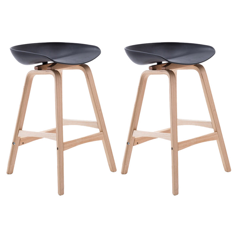 Scandinavian Footrest Milk Tea Shop Stool Matte Finish Plastic Barstool Black 2 Piece Set Counter Stool(26"H) Clearhalo 'Bar Furniture' 'Bar Stools' 'bar_stools' 'furn' 'furn_bar_stools' 'Furniture' 'furniture_bar_stools' 'Kitchen & Dining Furniture' 4862525