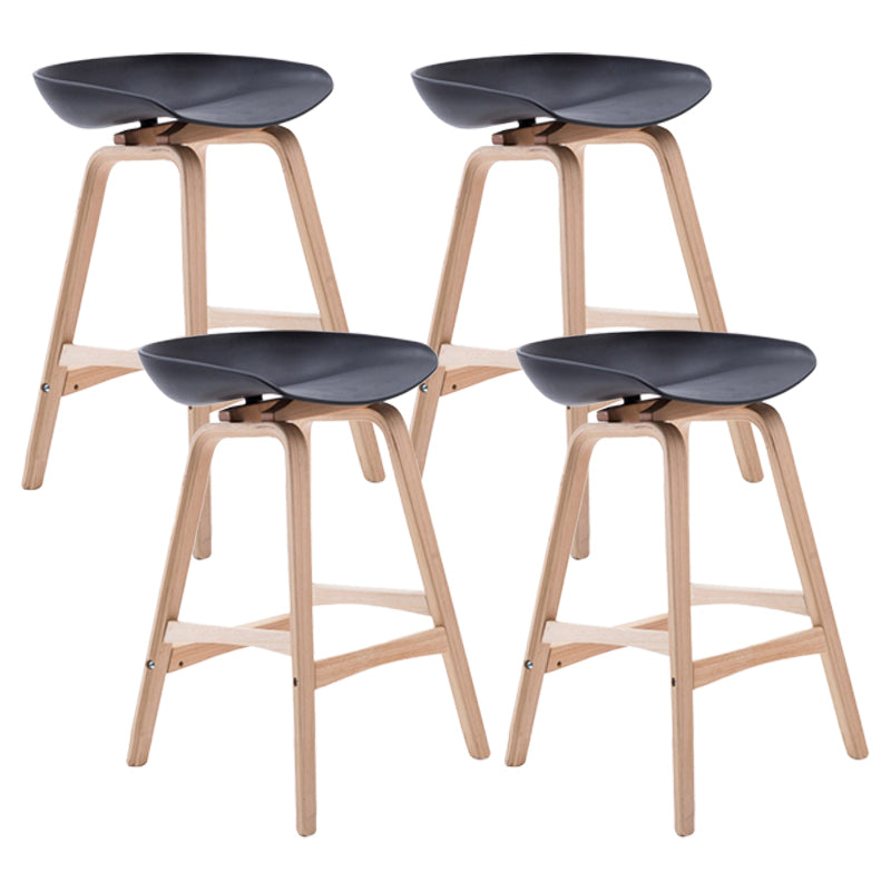 Scandinavian Footrest Milk Tea Shop Stool Matte Finish Plastic Barstool Black 4 Piece Set Counter Stool(26"H) Clearhalo 'Bar Furniture' 'Bar Stools' 'bar_stools' 'furn' 'furn_bar_stools' 'Furniture' 'furniture_bar_stools' 'Kitchen & Dining Furniture' 4862527