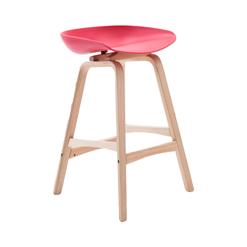 Scandinavian Footrest Milk Tea Shop Stool Matte Finish Plastic Barstool Red 1 Piece Counter Stool(26"H) Clearhalo 'Bar Furniture' 'Bar Stools' 'bar_stools' 'furn' 'furn_bar_stools' 'Furniture' 'furniture_bar_stools' 'Kitchen & Dining Furniture' 4862541