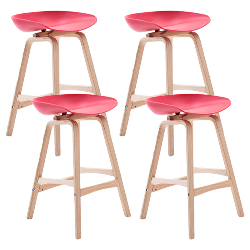 Scandinavian Footrest Milk Tea Shop Stool Matte Finish Plastic Barstool Red 4 Piece Set Counter Stool(26"H) Clearhalo 'Bar Furniture' 'Bar Stools' 'bar_stools' 'furn' 'furn_bar_stools' 'Furniture' 'furniture_bar_stools' 'Kitchen & Dining Furniture' 4862543