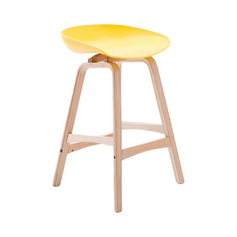 Scandinavian Footrest Milk Tea Shop Stool Matte Finish Plastic Barstool Yellow 1 Piece Counter Stool(26"H) Clearhalo 'Bar Furniture' 'Bar Stools' 'bar_stools' 'furn' 'furn_bar_stools' 'Furniture' 'furniture_bar_stools' 'Kitchen & Dining Furniture' 4862544