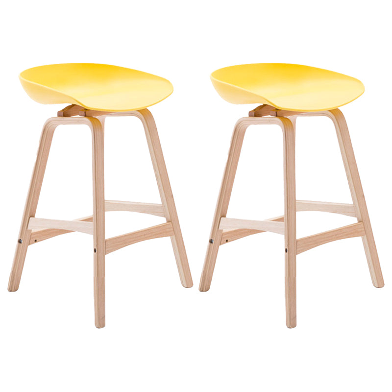 Scandinavian Footrest Milk Tea Shop Stool Matte Finish Plastic Barstool Yellow 2 Piece Set Counter Stool(26"H) Clearhalo 'Bar Furniture' 'Bar Stools' 'bar_stools' 'furn' 'furn_bar_stools' 'Furniture' 'furniture_bar_stools' 'Kitchen & Dining Furniture' 4862545
