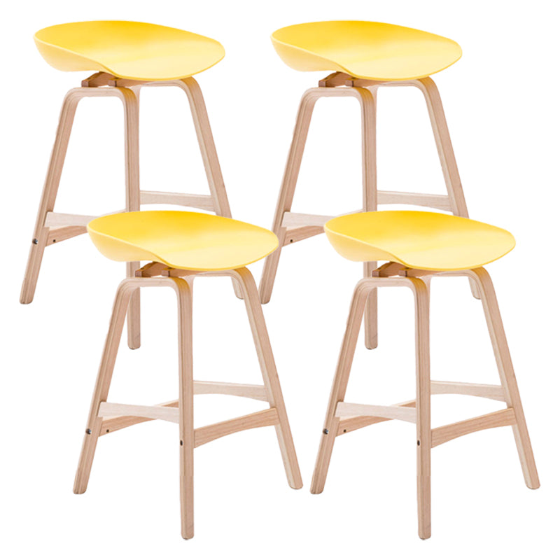 Scandinavian Footrest Milk Tea Shop Stool Matte Finish Plastic Barstool Yellow 4 Piece Set Counter Stool(26"H) Clearhalo 'Bar Furniture' 'Bar Stools' 'bar_stools' 'furn' 'furn_bar_stools' 'Furniture' 'furniture_bar_stools' 'Kitchen & Dining Furniture' 4862546