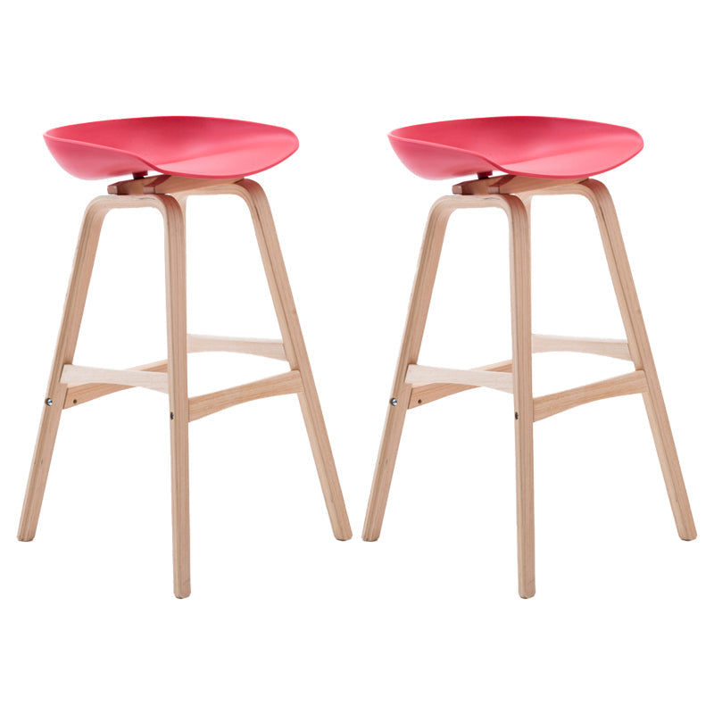 Scandinavian Footrest Milk Tea Shop Stool Matte Finish Plastic Barstool Red 2 Piece Set Bar Stool(30"H) Clearhalo 'Bar Furniture' 'Bar Stools' 'bar_stools' 'furn' 'furn_bar_stools' 'Furniture' 'furniture_bar_stools' 'Kitchen & Dining Furniture' 4862563