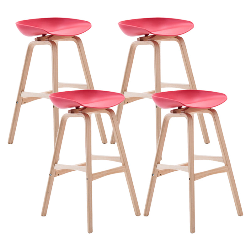 Scandinavian Footrest Milk Tea Shop Stool Matte Finish Plastic Barstool Red 4 Piece Set Bar Stool(30"H) Clearhalo 'Bar Furniture' 'Bar Stools' 'bar_stools' 'furn' 'furn_bar_stools' 'Furniture' 'furniture_bar_stools' 'Kitchen & Dining Furniture' 4862564