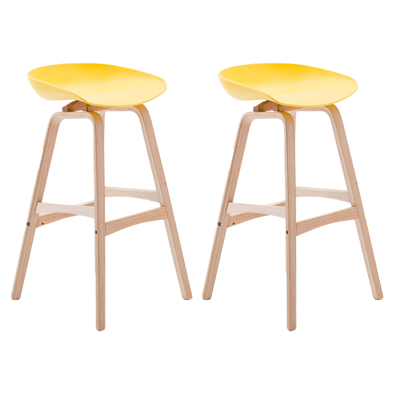 Scandinavian Footrest Milk Tea Shop Stool Matte Finish Plastic Barstool Yellow 2 Piece Set Bar Stool(30"H) Clearhalo 'Bar Furniture' 'Bar Stools' 'bar_stools' 'furn' 'furn_bar_stools' 'Furniture' 'furniture_bar_stools' 'Kitchen & Dining Furniture' 4862566