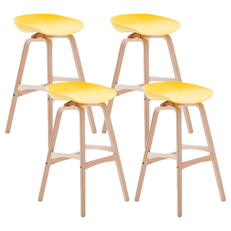 Scandinavian Footrest Milk Tea Shop Stool Matte Finish Plastic Barstool Yellow 4 Piece Set Bar Stool(30"H) Clearhalo 'Bar Furniture' 'Bar Stools' 'bar_stools' 'furn' 'furn_bar_stools' 'Furniture' 'furniture_bar_stools' 'Kitchen & Dining Furniture' 4862567