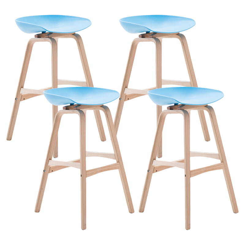 Scandinavian Footrest Milk Tea Shop Stool Matte Finish Plastic Barstool Sky Blue 4 Piece Set Bar Stool(30"H) Clearhalo 'Bar Furniture' 'Bar Stools' 'bar_stools' 'furn' 'furn_bar_stools' 'Furniture' 'furniture_bar_stools' 'Kitchen & Dining Furniture' 4862573