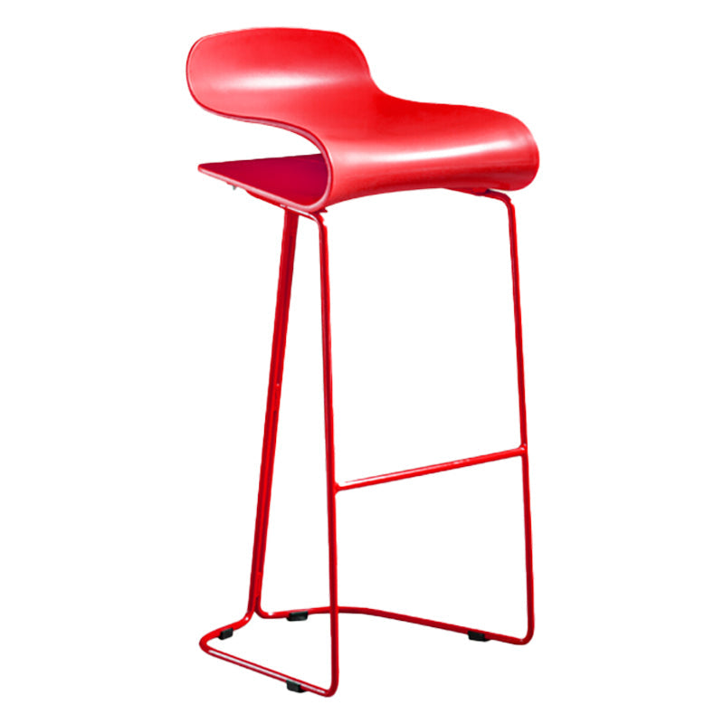 Scandinavian Restaurant Footrest Stool Matte Finish Plastic Bar Stool Red 1 Piece Bar Stool(30"H) Clearhalo 'Bar Furniture' 'Bar Stools' 'bar_stools' 'furn' 'furn_bar_stools' 'Furniture' 'furniture_bar_stools' 'Kitchen & Dining Furniture' 4862607