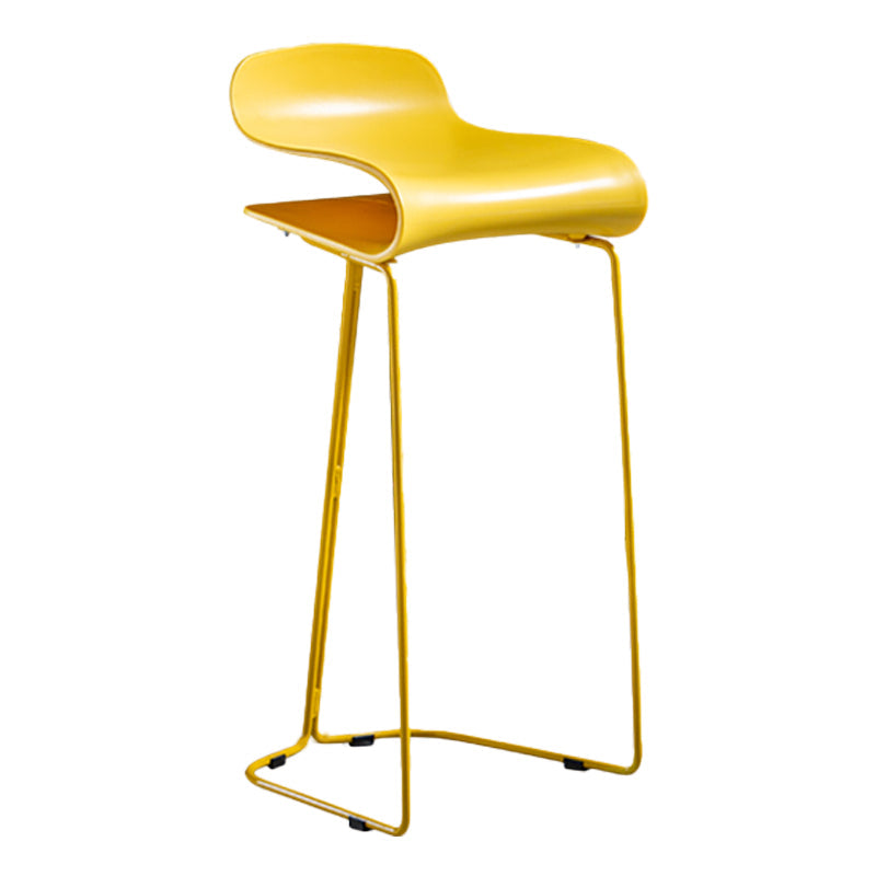 Scandinavian Restaurant Footrest Stool Matte Finish Plastic Bar Stool Yellow 1 Piece Short Stool(22"H) Clearhalo 'Bar Furniture' 'Bar Stools' 'bar_stools' 'furn' 'furn_bar_stools' 'Furniture' 'furniture_bar_stools' 'Kitchen & Dining Furniture' 4862609