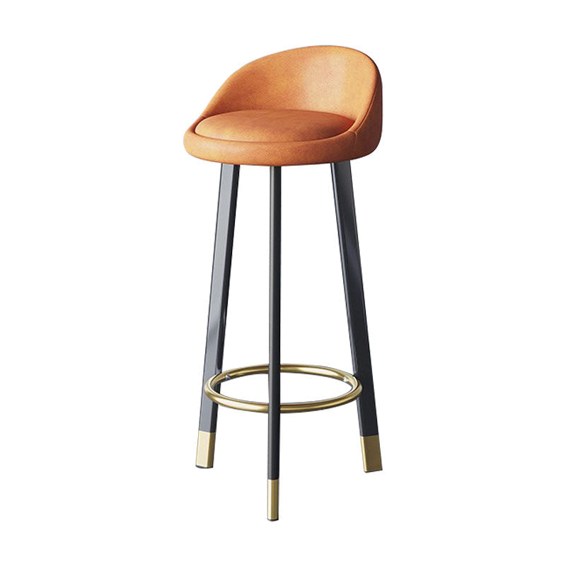Scandinavian Living Room Low Back Stool Matte Finish Upholstered Swivel Stool Orange Black Gold 1 Piece Clearhalo 'Bar Furniture' 'Bar Stools' 'bar_stools' 'furn' 'furn_bar_stools' 'Furniture' 'furniture_bar_stools' 'Kitchen & Dining Furniture' 4862669