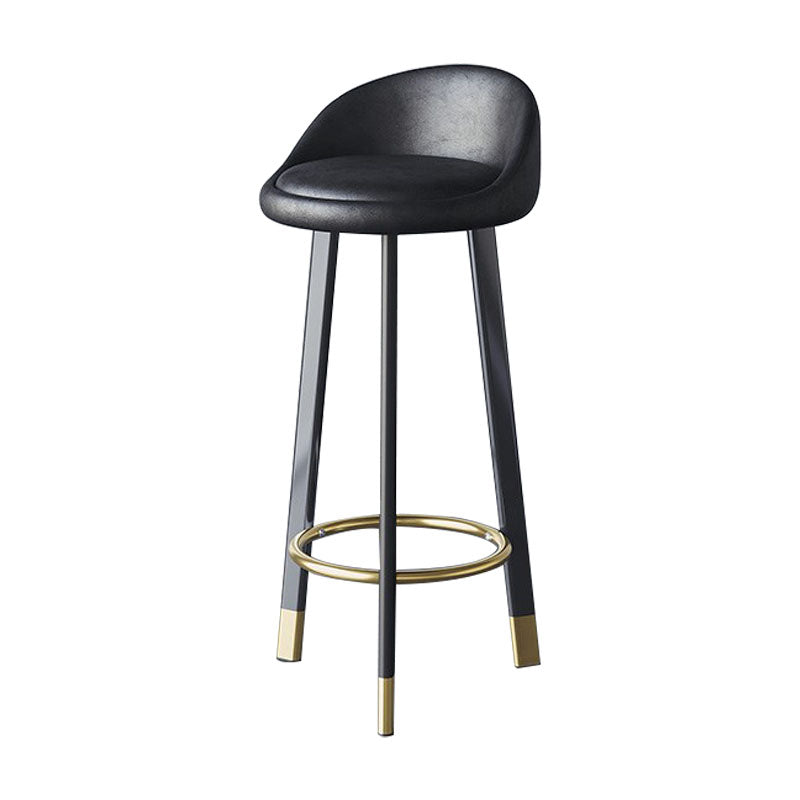 Scandinavian Living Room Low Back Stool Matte Finish Upholstered Swivel Stool Black Black Gold 1 Piece Clearhalo 'Bar Furniture' 'Bar Stools' 'bar_stools' 'furn' 'furn_bar_stools' 'Furniture' 'furniture_bar_stools' 'Kitchen & Dining Furniture' 4862670