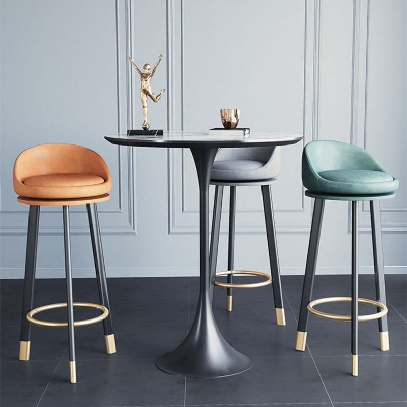 Scandinavian Living Room Low Back Stool Matte Finish Upholstered Swivel Stool Clearhalo 'Bar Furniture' 'Bar Stools' 'bar_stools' 'furn' 'furn_bar_stools' 'Furniture' 'furniture_bar_stools' 'Kitchen & Dining Furniture' 4862672