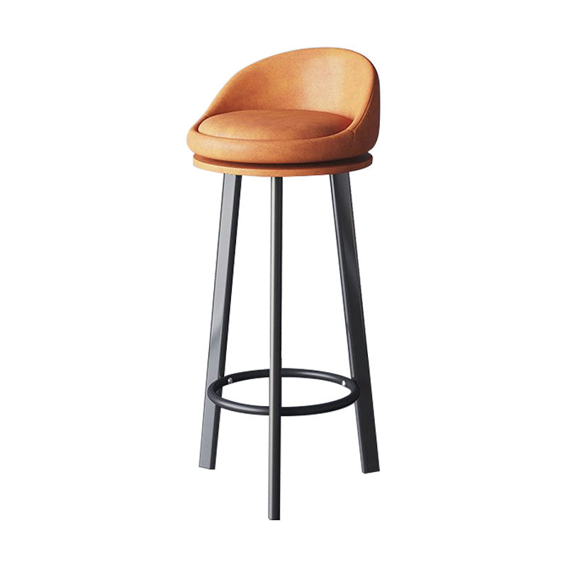 Scandinavian Living Room Low Back Stool Matte Finish Upholstered Swivel Stool Orange Black 1 Piece Clearhalo 'Bar Furniture' 'Bar Stools' 'bar_stools' 'furn' 'furn_bar_stools' 'Furniture' 'furniture_bar_stools' 'Kitchen & Dining Furniture' 4862683