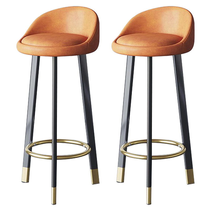 Scandinavian Living Room Low Back Stool Matte Finish Upholstered Swivel Stool Orange Black Gold 2 Piece Set Clearhalo 'Bar Furniture' 'Bar Stools' 'bar_stools' 'furn' 'furn_bar_stools' 'Furniture' 'furniture_bar_stools' 'Kitchen & Dining Furniture' 4862687