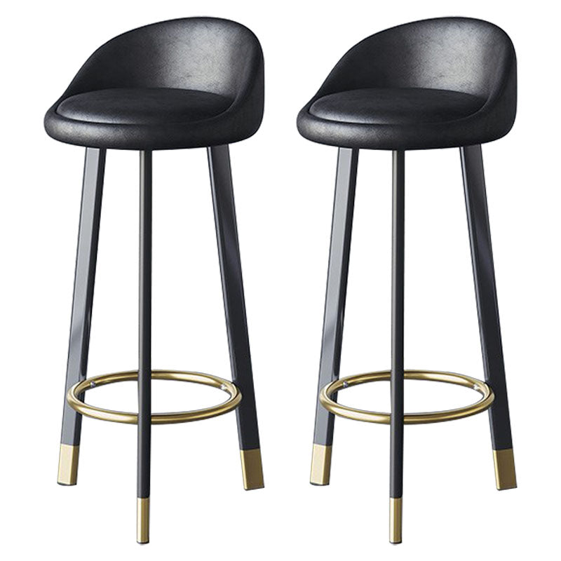 Scandinavian Living Room Low Back Stool Matte Finish Upholstered Swivel Stool Black Black Gold 2 Piece Set Clearhalo 'Bar Furniture' 'Bar Stools' 'bar_stools' 'furn' 'furn_bar_stools' 'Furniture' 'furniture_bar_stools' 'Kitchen & Dining Furniture' 4862688