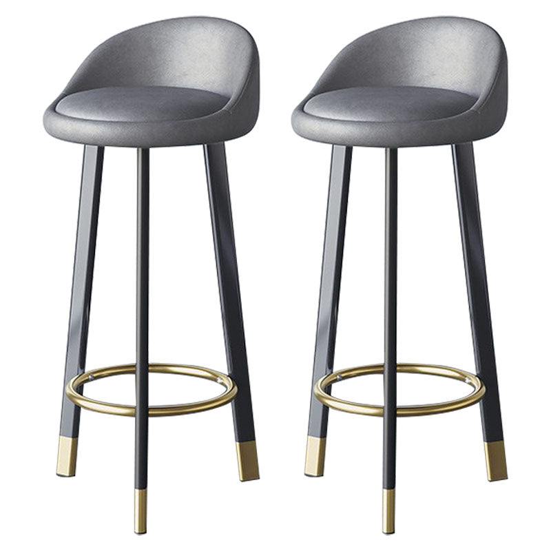 Scandinavian Living Room Low Back Stool Matte Finish Upholstered Swivel Stool Grey Black Gold 2 Piece Set Clearhalo 'Bar Furniture' 'Bar Stools' 'bar_stools' 'furn' 'furn_bar_stools' 'Furniture' 'furniture_bar_stools' 'Kitchen & Dining Furniture' 4862689