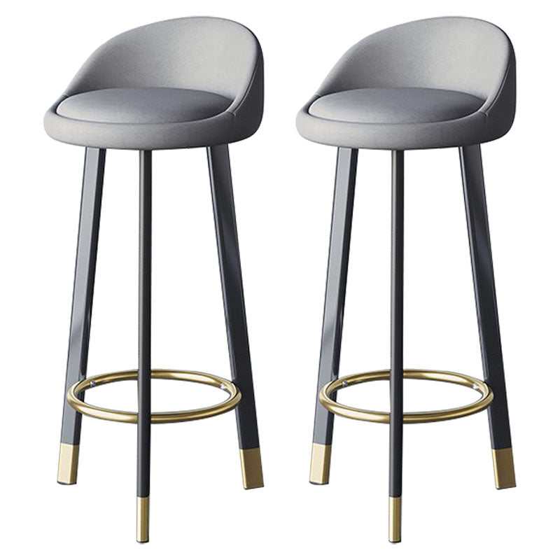 Scandinavian Living Room Low Back Stool Matte Finish Upholstered Swivel Stool Light Gray Black Gold 2 Piece Set Clearhalo 'Bar Furniture' 'Bar Stools' 'bar_stools' 'furn' 'furn_bar_stools' 'Furniture' 'furniture_bar_stools' 'Kitchen & Dining Furniture' 4862691