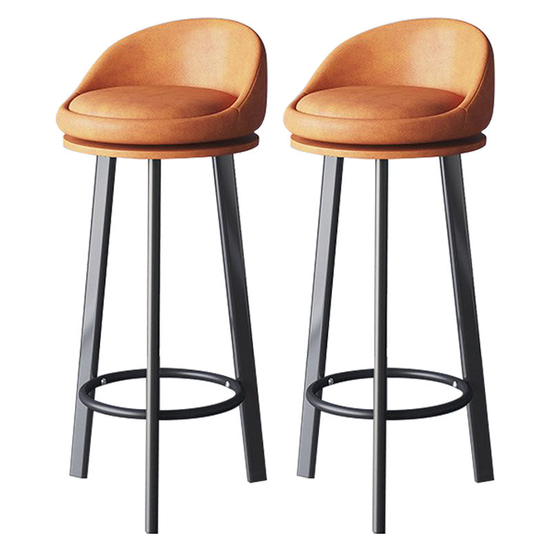 Scandinavian Living Room Low Back Stool Matte Finish Upholstered Swivel Stool Orange Black 2 Piece Set Clearhalo 'Bar Furniture' 'Bar Stools' 'bar_stools' 'furn' 'furn_bar_stools' 'Furniture' 'furniture_bar_stools' 'Kitchen & Dining Furniture' 4862695