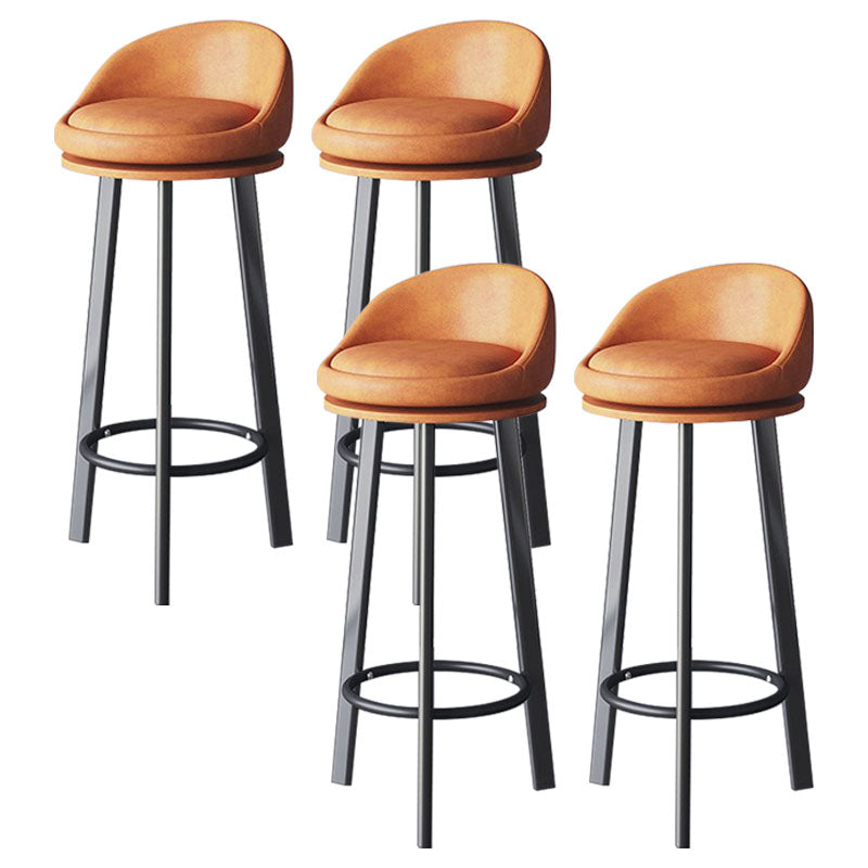Scandinavian Living Room Low Back Stool Matte Finish Upholstered Swivel Stool Orange Black 4 Piece Set Clearhalo 'Bar Furniture' 'Bar Stools' 'bar_stools' 'furn' 'furn_bar_stools' 'Furniture' 'furniture_bar_stools' 'Kitchen & Dining Furniture' 4862707