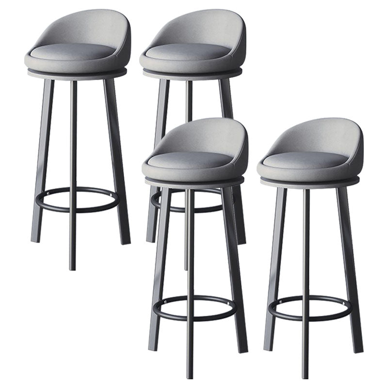 Scandinavian Living Room Low Back Stool Matte Finish Upholstered Swivel Stool Light Gray Black 4 Piece Set Clearhalo 'Bar Furniture' 'Bar Stools' 'bar_stools' 'furn' 'furn_bar_stools' 'Furniture' 'furniture_bar_stools' 'Kitchen & Dining Furniture' 4862708