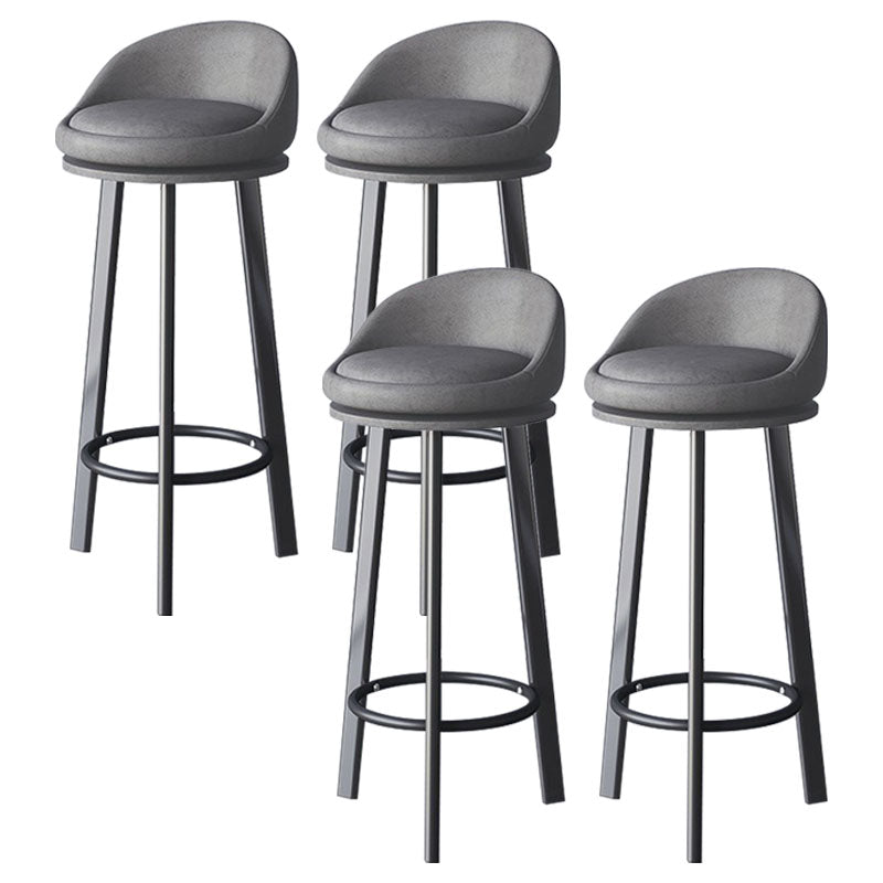 Scandinavian Living Room Low Back Stool Matte Finish Upholstered Swivel Stool Dark Gray Black 4 Piece Set Clearhalo 'Bar Furniture' 'Bar Stools' 'bar_stools' 'furn' 'furn_bar_stools' 'Furniture' 'furniture_bar_stools' 'Kitchen & Dining Furniture' 4862709