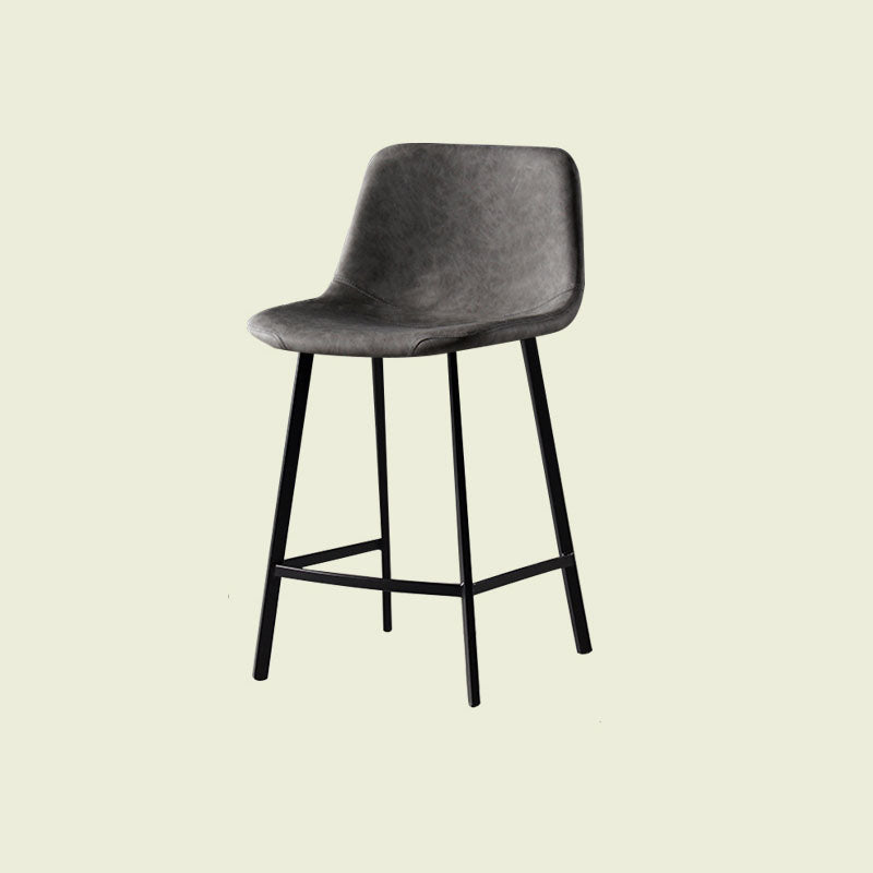 Scandinavian Footrest Living Room Stool Matte Finish PU Leather Barstool Grey 1 Piece Counter Stool(26"H) Clearhalo 'Bar Furniture' 'Bar Stools' 'bar_stools' 'furn' 'furn_bar_stools' 'Furniture' 'furniture_bar_stools' 'Kitchen & Dining Furniture' 4862713