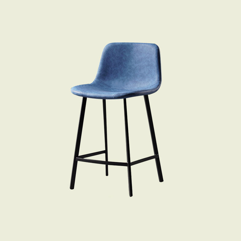 Scandinavian Footrest Living Room Stool Matte Finish PU Leather Barstool Blue 1 Piece Counter Stool(26"H) Clearhalo 'Bar Furniture' 'Bar Stools' 'bar_stools' 'furn' 'furn_bar_stools' 'Furniture' 'furniture_bar_stools' 'Kitchen & Dining Furniture' 4862714