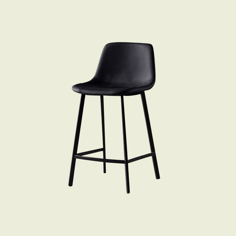 Scandinavian Footrest Living Room Stool Matte Finish PU Leather Barstool Matte Black 1 Piece Counter Stool(26"H) Clearhalo 'Bar Furniture' 'Bar Stools' 'bar_stools' 'furn' 'furn_bar_stools' 'Furniture' 'furniture_bar_stools' 'Kitchen & Dining Furniture' 4862718