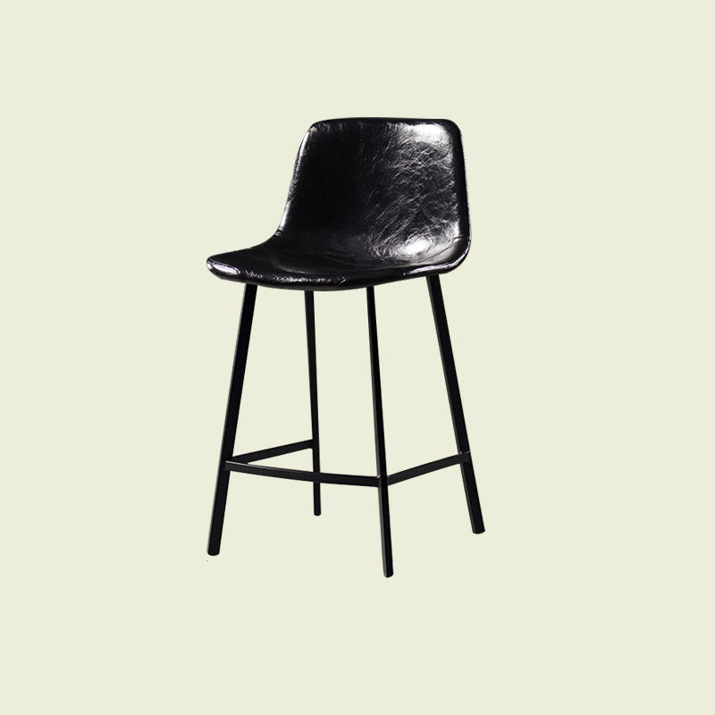 Scandinavian Footrest Living Room Stool Matte Finish PU Leather Barstool Gloss Black 1 Piece Counter Stool(26"H) Clearhalo 'Bar Furniture' 'Bar Stools' 'bar_stools' 'furn' 'furn_bar_stools' 'Furniture' 'furniture_bar_stools' 'Kitchen & Dining Furniture' 4862720