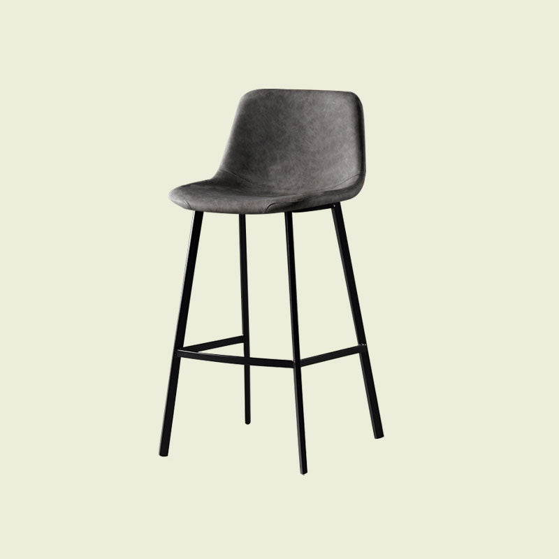 Scandinavian Footrest Living Room Stool Matte Finish PU Leather Barstool Grey 1 Piece Bar Stool(30"H) Clearhalo 'Bar Furniture' 'Bar Stools' 'bar_stools' 'furn' 'furn_bar_stools' 'Furniture' 'furniture_bar_stools' 'Kitchen & Dining Furniture' 4862724