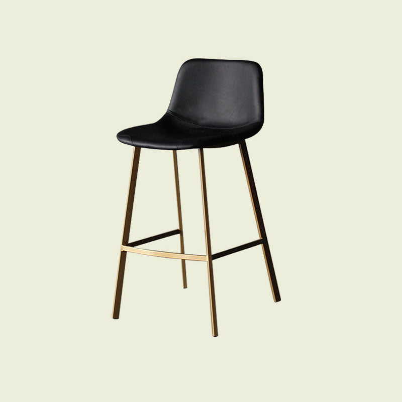 Scandinavian Footrest Living Room Stool Matte Finish PU Leather Barstool Black-Gold 1 Piece Counter Stool(26"H) Clearhalo 'Bar Furniture' 'Bar Stools' 'bar_stools' 'furn' 'furn_bar_stools' 'Furniture' 'furniture_bar_stools' 'Kitchen & Dining Furniture' 4862737