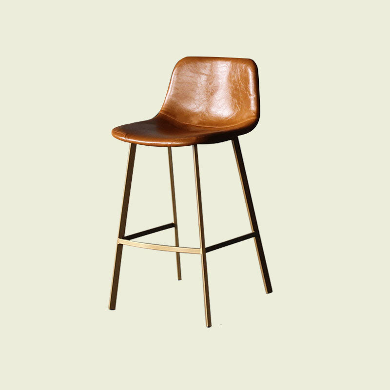 Scandinavian Footrest Living Room Stool Matte Finish PU Leather Barstool Light Brown 1 Piece Counter Stool(26"H) Clearhalo 'Bar Furniture' 'Bar Stools' 'bar_stools' 'furn' 'furn_bar_stools' 'Furniture' 'furniture_bar_stools' 'Kitchen & Dining Furniture' 4862738