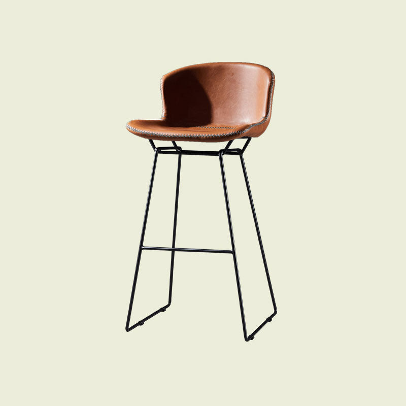 Scandinavian Footrest Living Room Stool Matte Finish PU Leather Barstool Brown 1 Piece Clearhalo 'Bar Furniture' 'Bar Stools' 'bar_stools' 'furn' 'furn_bar_stools' 'Furniture' 'furniture_bar_stools' 'Kitchen & Dining Furniture' 4862740