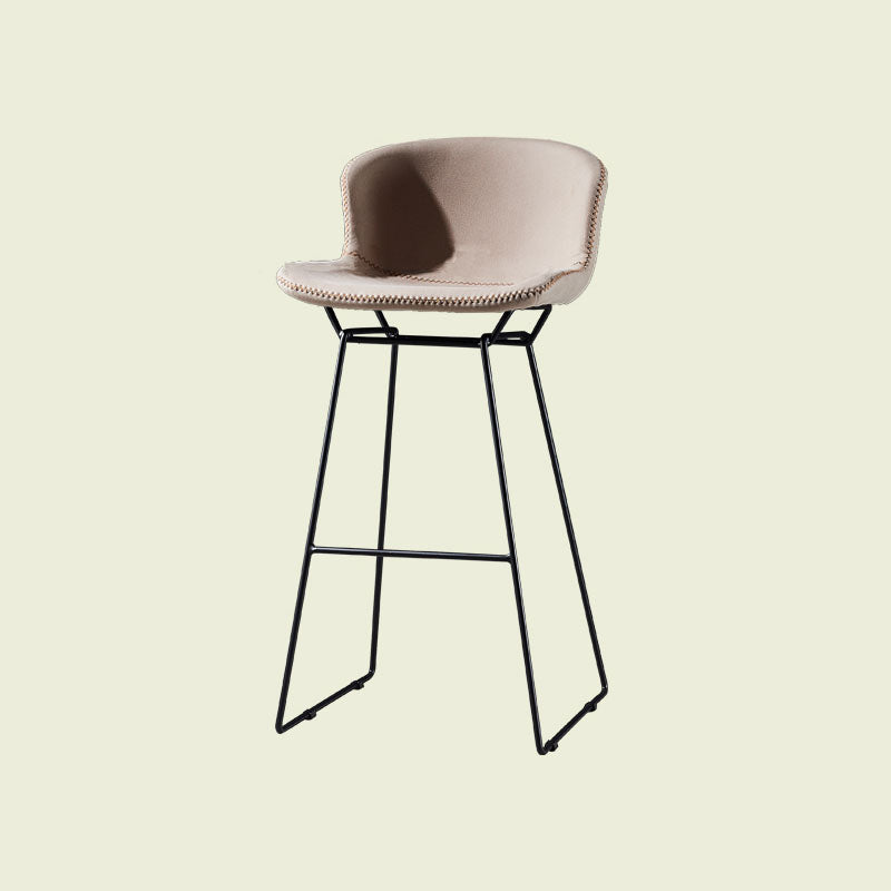 Scandinavian Footrest Living Room Stool Matte Finish PU Leather Barstool Beige 1 Piece Clearhalo 'Bar Furniture' 'Bar Stools' 'bar_stools' 'furn' 'furn_bar_stools' 'Furniture' 'furniture_bar_stools' 'Kitchen & Dining Furniture' 4862741