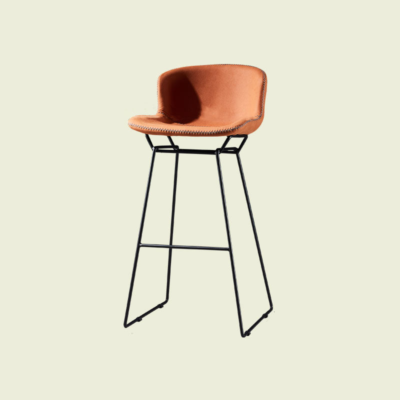 Scandinavian Footrest Living Room Stool Matte Finish PU Leather Barstool Orange 1 Piece Clearhalo 'Bar Furniture' 'Bar Stools' 'bar_stools' 'furn' 'furn_bar_stools' 'Furniture' 'furniture_bar_stools' 'Kitchen & Dining Furniture' 4862742
