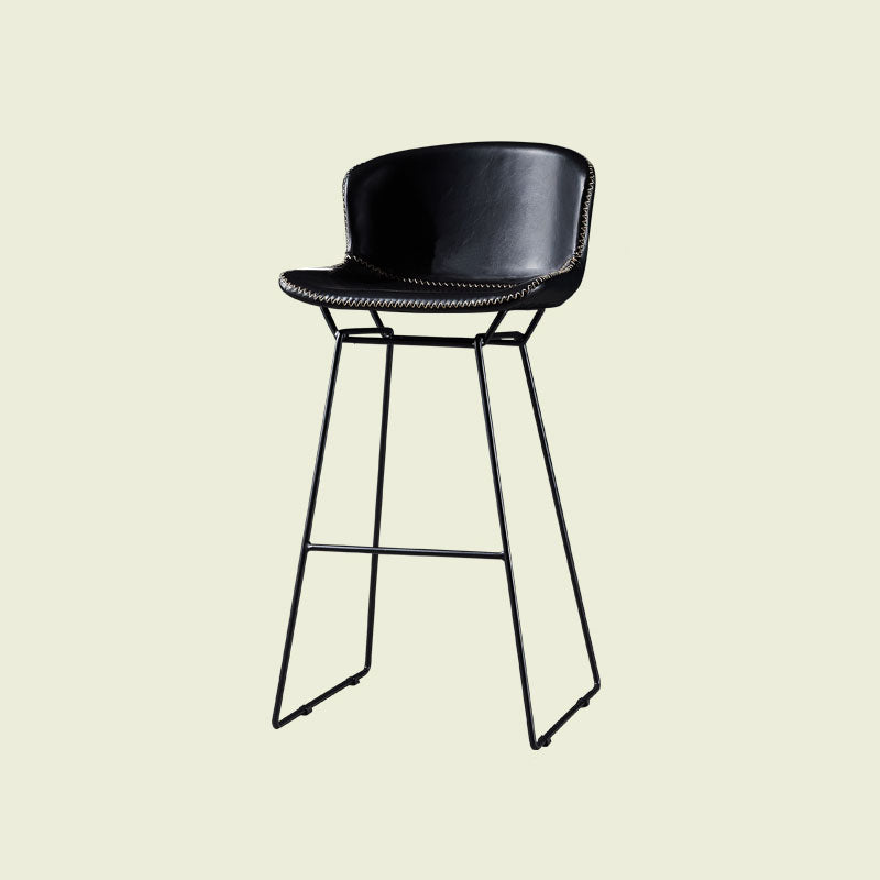 Scandinavian Footrest Living Room Stool Matte Finish PU Leather Barstool Black 1 Piece Clearhalo 'Bar Furniture' 'Bar Stools' 'bar_stools' 'furn' 'furn_bar_stools' 'Furniture' 'furniture_bar_stools' 'Kitchen & Dining Furniture' 4862743
