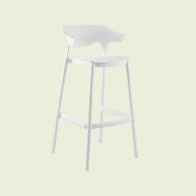 Scandinavian Matte Finish Plastic Barstool Armed Milk Tea Shop Stool White 1 Piece Clearhalo 'Bar Furniture' 'Bar Stools' 'bar_stools' 'furn' 'furn_bar_stools' 'Furniture' 'furniture_bar_stools' 'Kitchen & Dining Furniture' 4862804